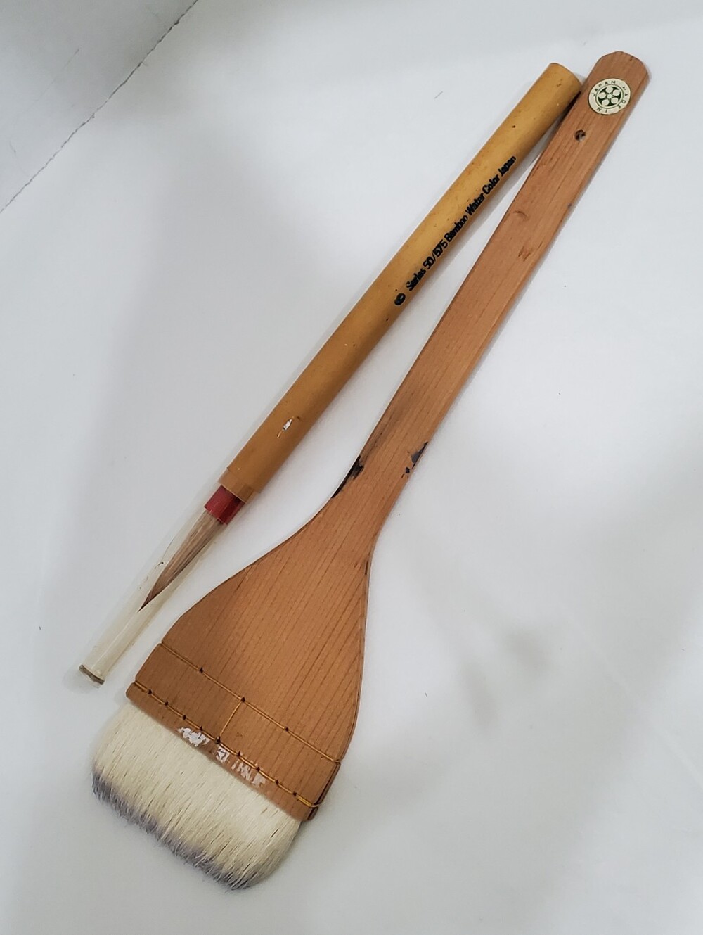 Vintage Japanese hake brush Bamboo handle paint Sumi brush Watercolor wash